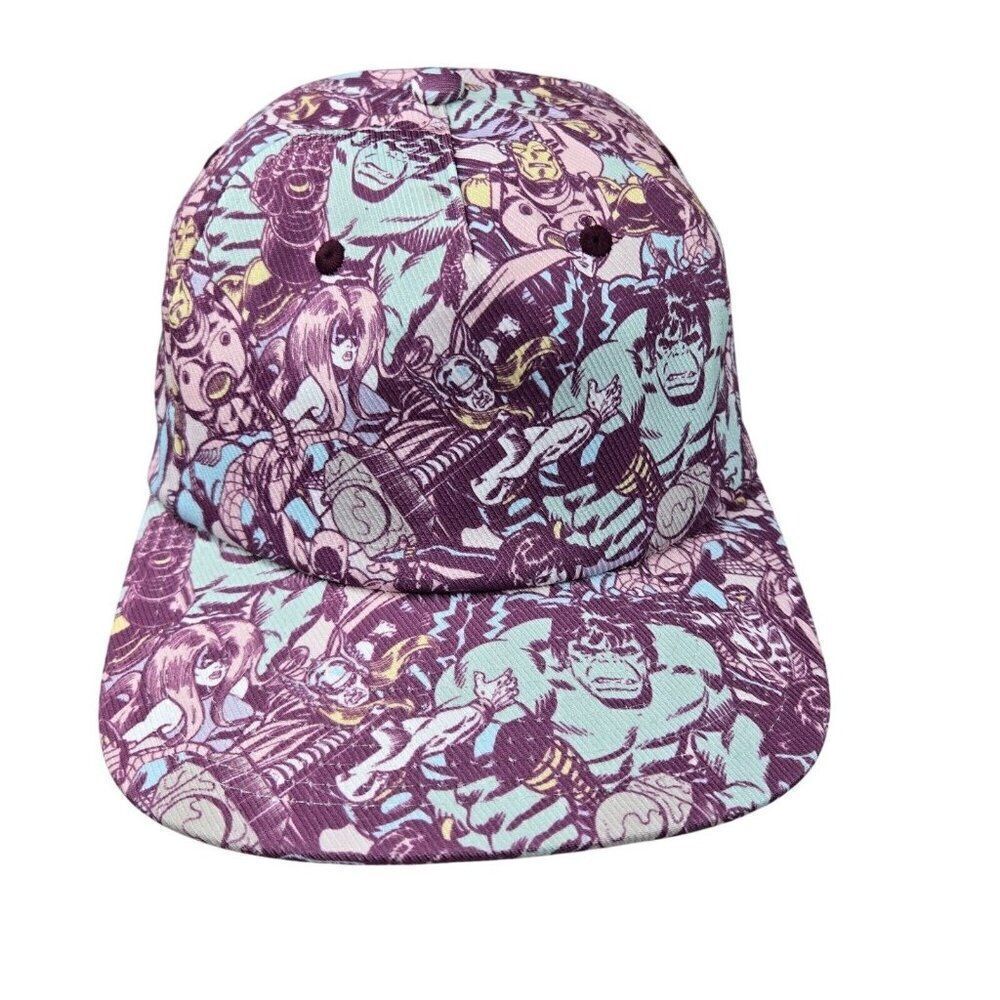Marvel Universe Avengers Characters Graphic Snapback Hat Purple NEW